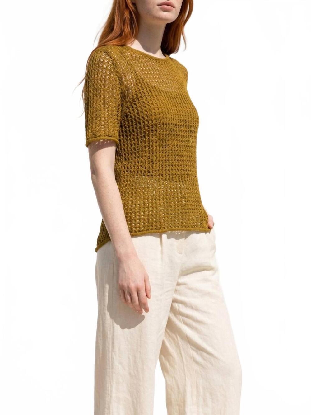 NEW HEYSON open knit sweater in olive